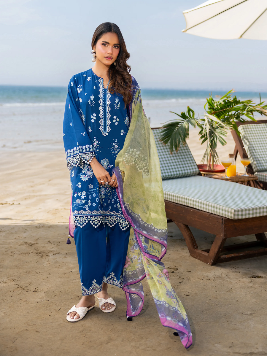 edenrobe Premium Unstitched Embroidered Cambric 3Pc Suit EWU6V2-33448