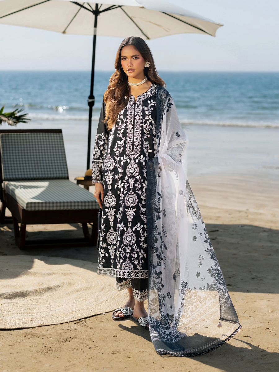 edenrobe Premium Unstitched Embroidered Cambric 3Pc Suit EWU6V2-33449