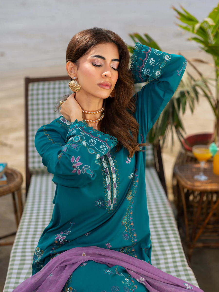edenrobe Premium Unstitched Embroidered Cambric 3Pc Suit EWU6V2-33450