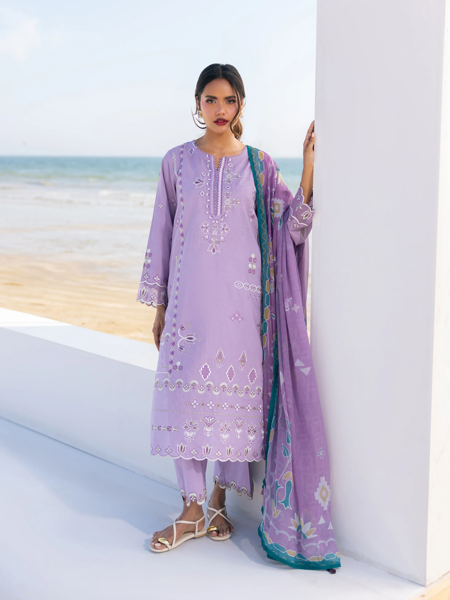 edenrobe Premium Unstitched Embroidered Cambric 3Pc Suit EWU6V2-33451