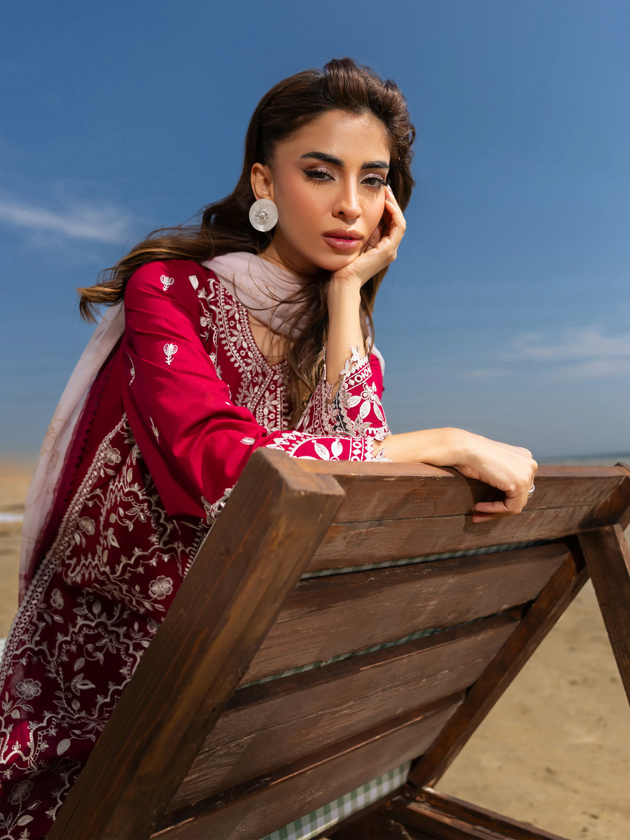 edenrobe Premium Unstitched Embroidered Cambric 3Pc Suit EWU6V2-33452