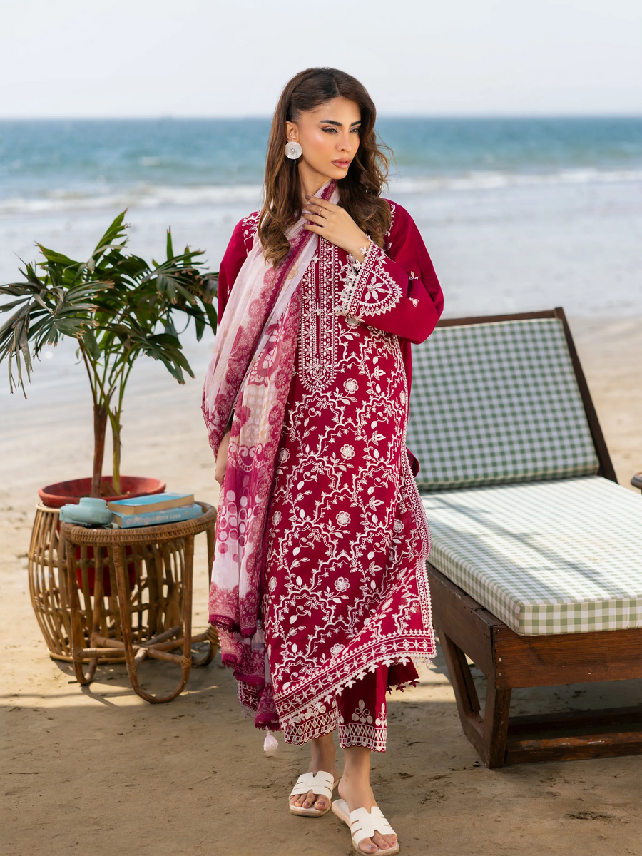 edenrobe Premium Unstitched Embroidered Cambric 3Pc Suit EWU6V2-33452