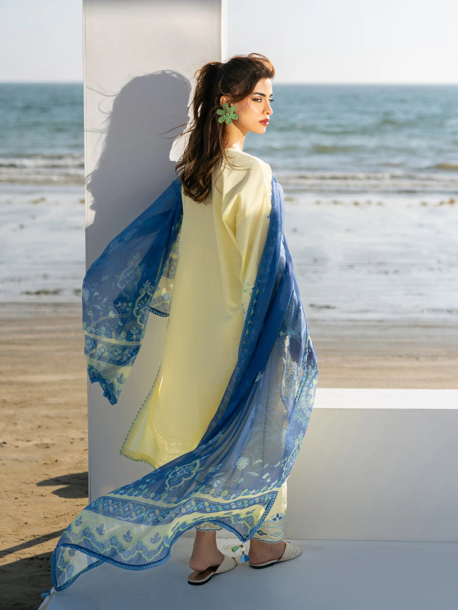 edenrobe Premium Unstitched Embroidered Cambric 3Pc Suit EWU6V2-33453