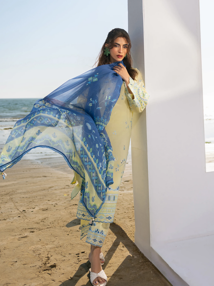 edenrobe Premium Unstitched Embroidered Cambric 3Pc Suit EWU6V2-33453