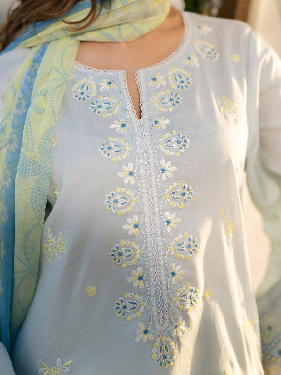 edenrobe Premium Unstitched Embroidered Cambric 3Pc Suit EWU6V2-33454