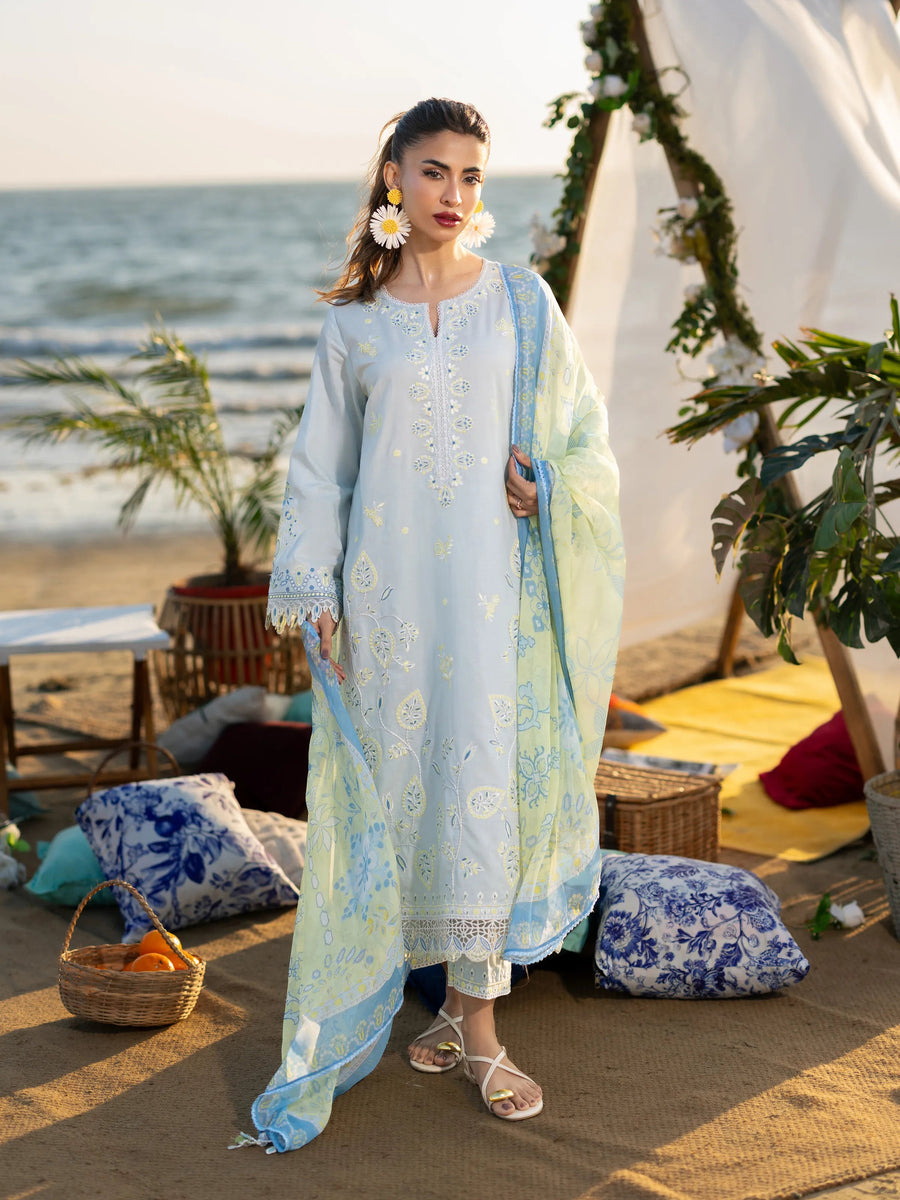 edenrobe Premium Unstitched Embroidered Cambric 3Pc Suit EWU6V2-33454