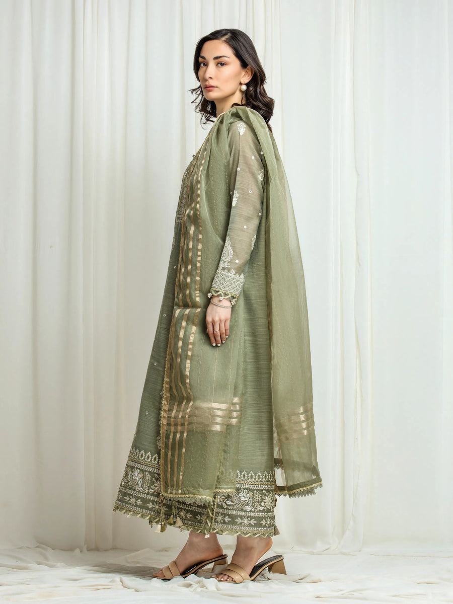 edenrobe Premium Festive Unstitched Munar 3Pc Suit EWU6V21-32063
