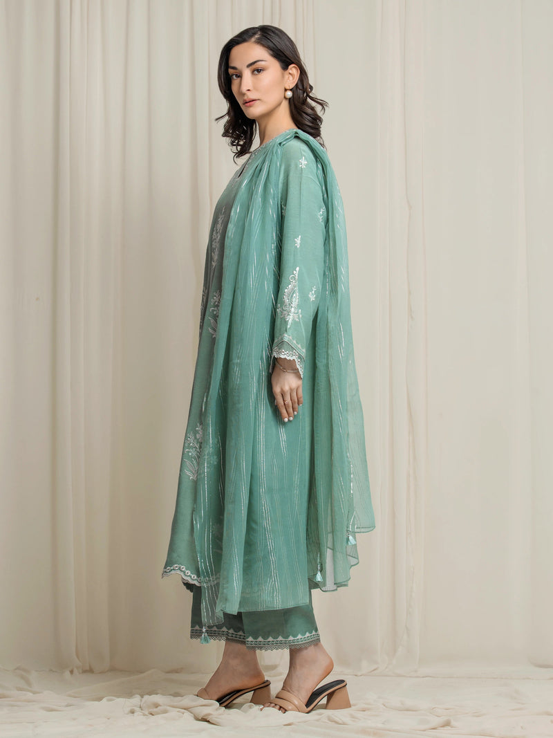 edenrobe Premium Festive Unstitched Karandi 3Pc Suit EWU6V22-32090