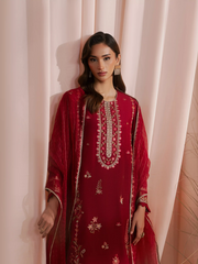 edenrobe Festive Unstitched Embroidered Karandi 3Pc Suit EWU6V22-32091