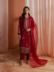 edenrobe Festive Unstitched Embroidered Karandi 3Pc Suit EWU6V22-32091