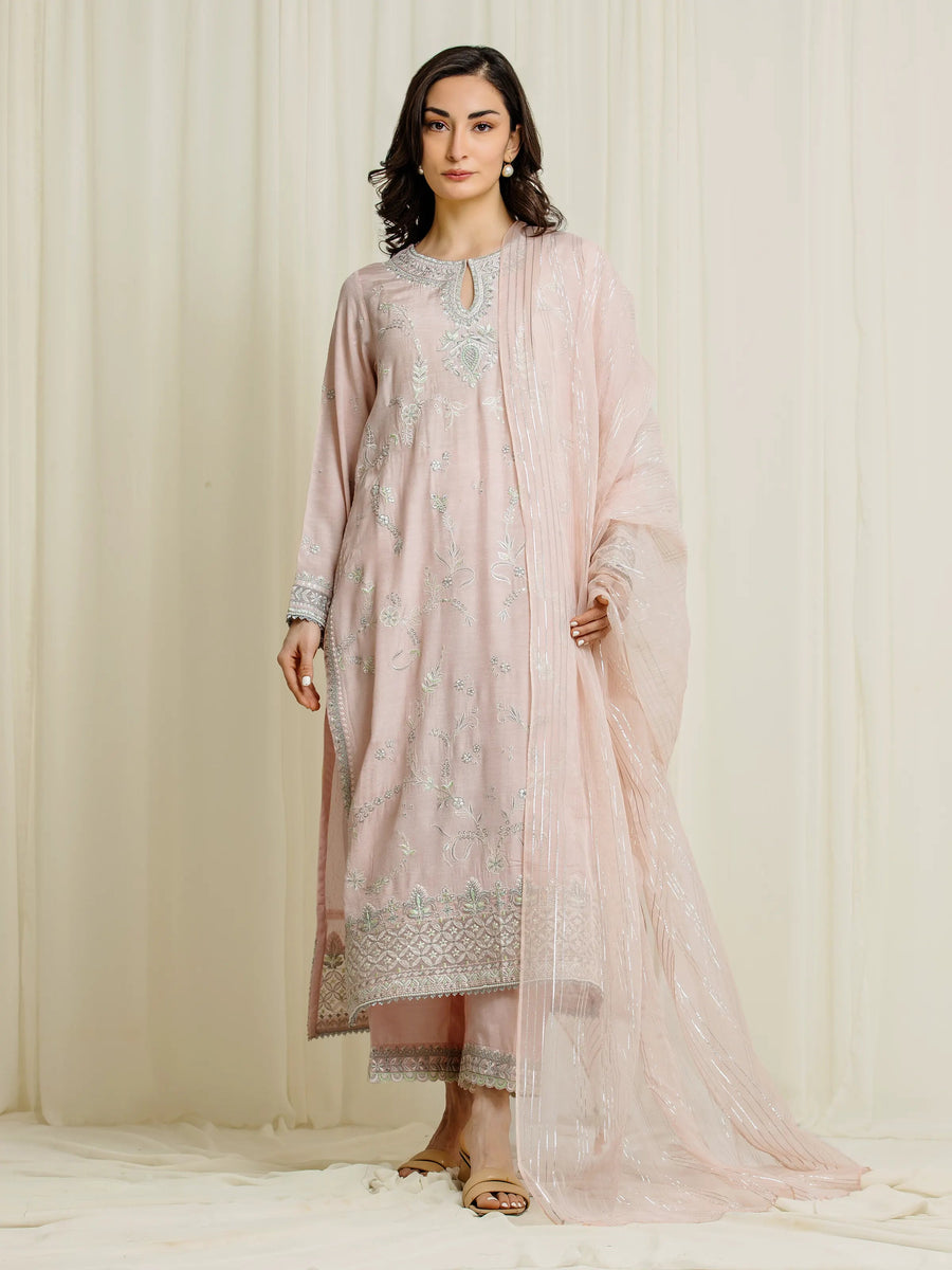 edenrobe Festive Unstitched Embroidered Karandi 3Pc Suit EWU6V22-32092