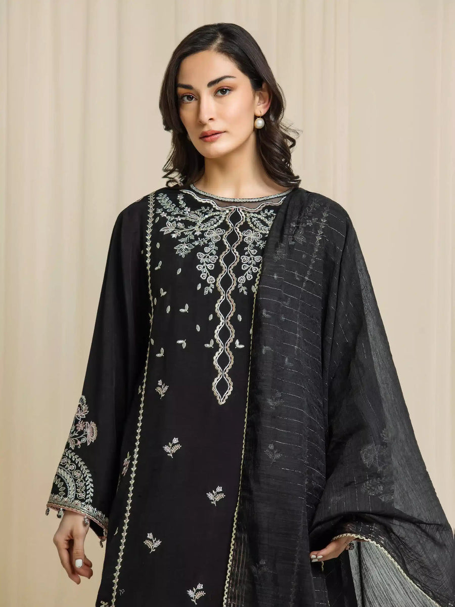 edenrobe Festive Unstitched Embroidered Karandi 3Pc Suit EWU6V22-32094