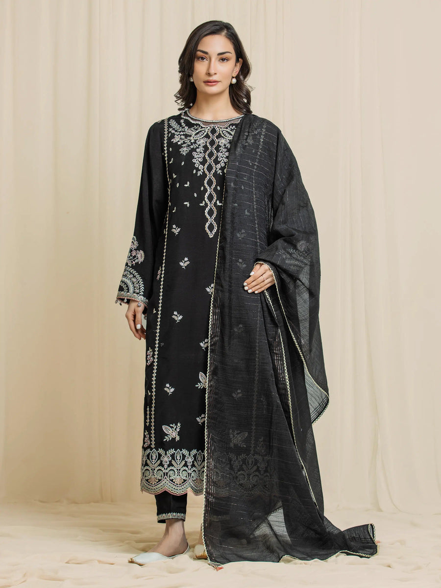 edenrobe Festive Unstitched Embroidered Karandi 3Pc Suit EWU6V22-32094