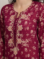edenrobe Premium Festive Unstitched Zari Lawn 3Pc Suit EWU6V23-33400