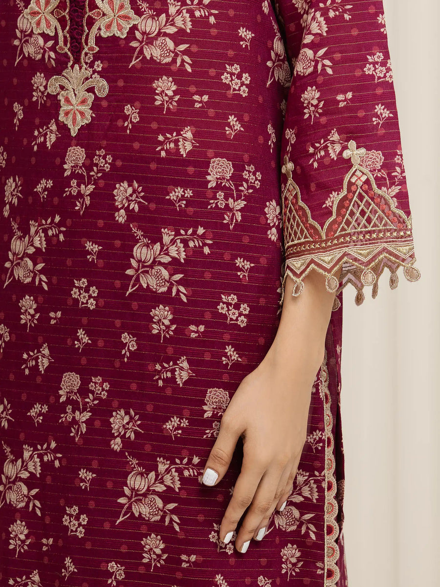 edenrobe Premium Festive Unstitched Zari Lawn 3Pc Suit EWU6V23-33400