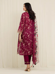 edenrobe Premium Festive Unstitched Zari Lawn 3Pc Suit EWU6V23-33400