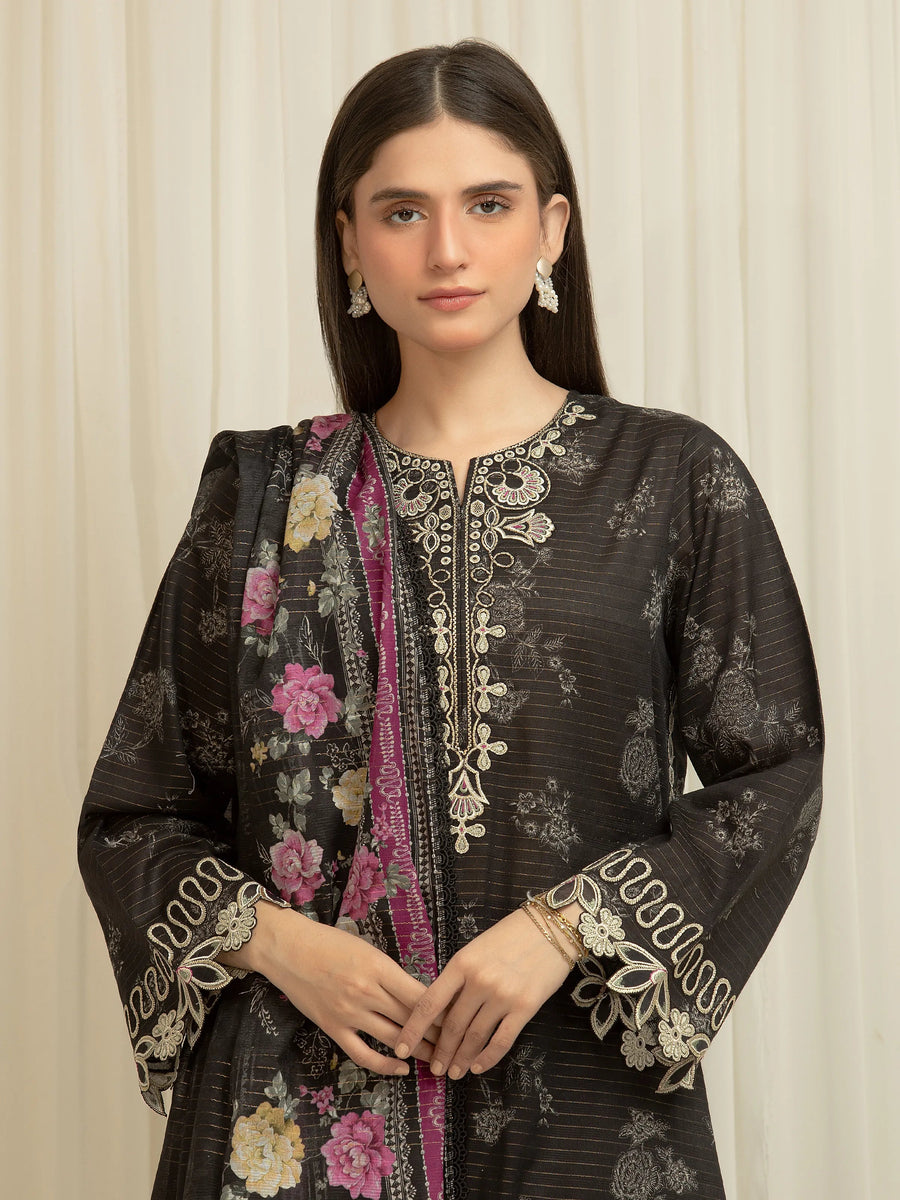 edenrobe Premium Embroidered Zari Lawn Unstitched 3Pc Suit EWU6V23-33401