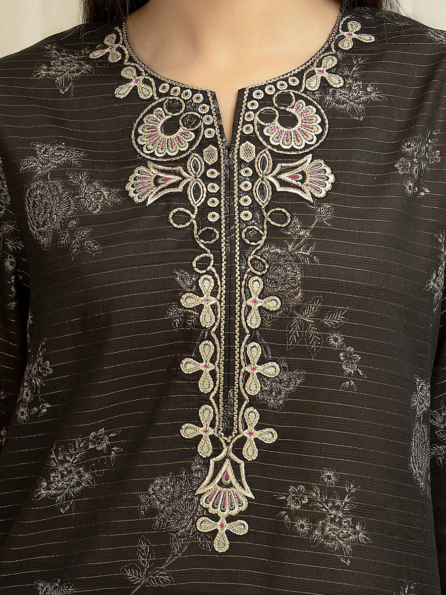 edenrobe Premium Embroidered Zari Lawn Unstitched 3Pc Suit EWU6V23-33401