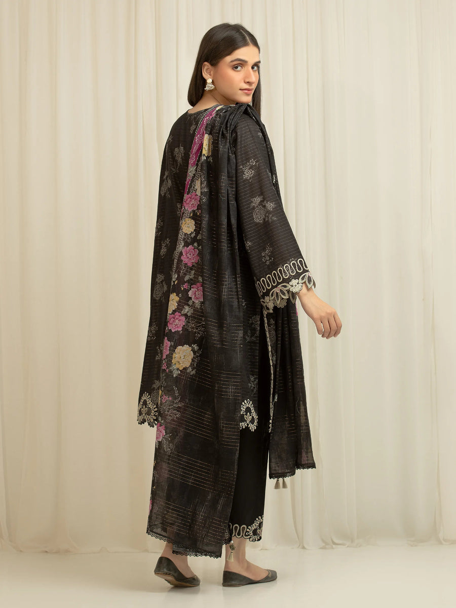 edenrobe Premium Embroidered Zari Lawn Unstitched 3Pc Suit EWU6V23-33401