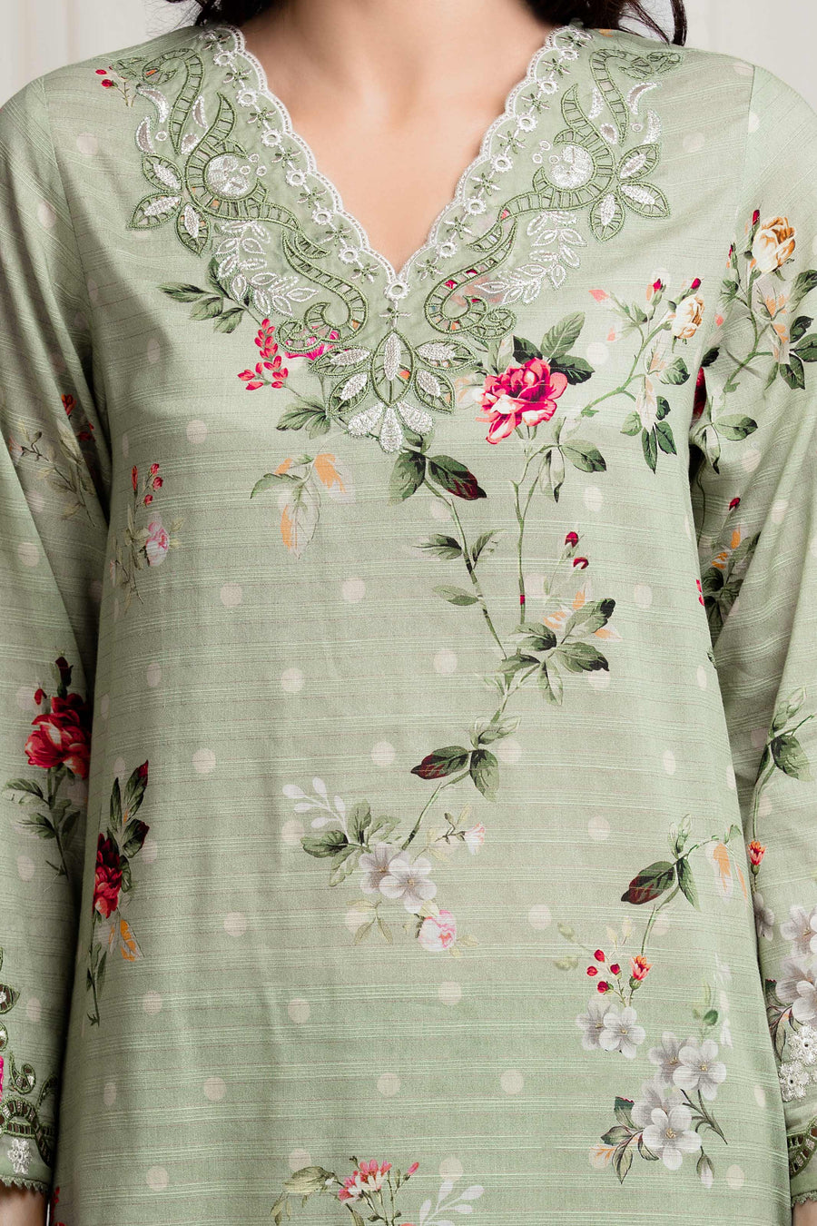 edenrobe Premium Embroidered Zari Lawn Unstitched 3Pc Suit EWU6V23-33405