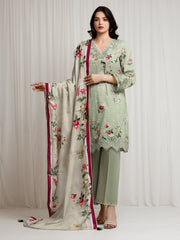 edenrobe Premium Embroidered Zari Lawn Unstitched 3Pc Suit EWU6V23-33405