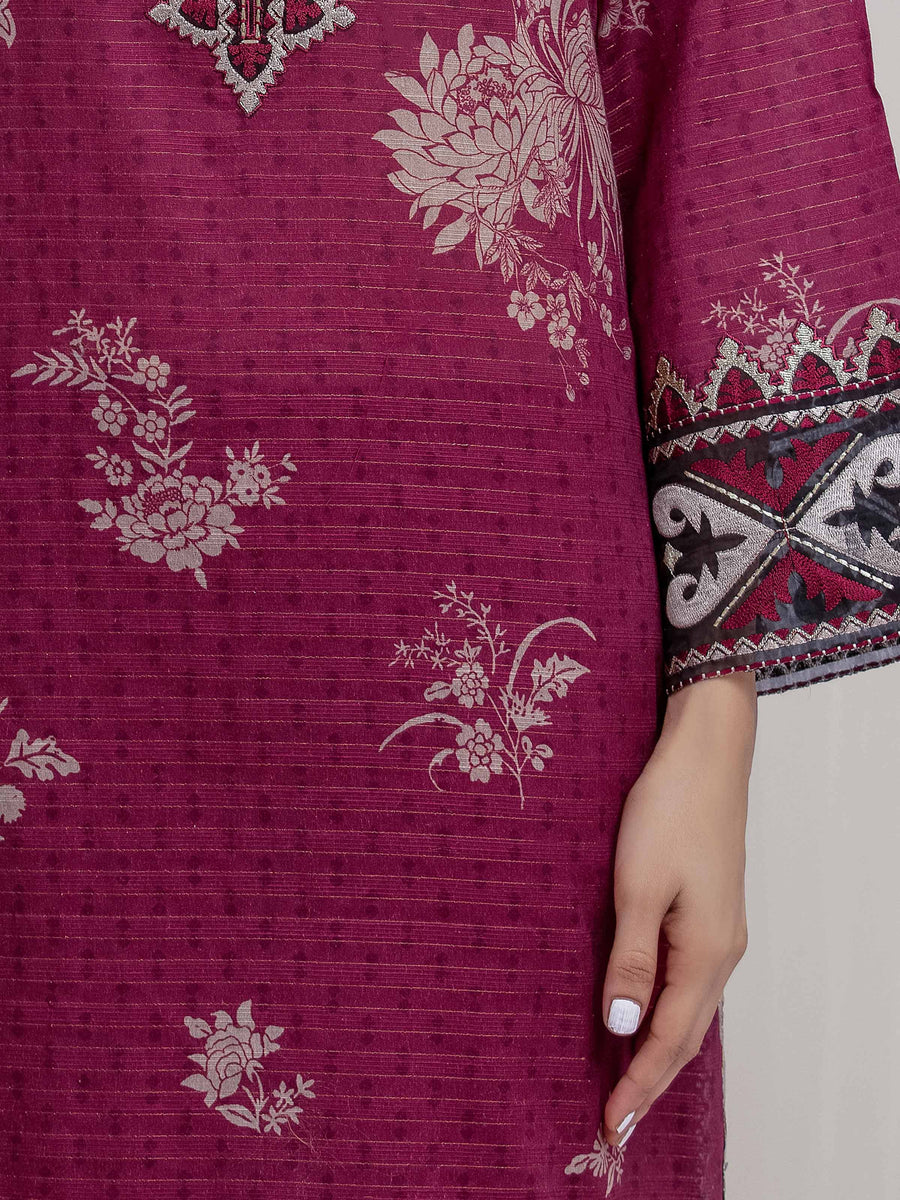 edenrobe Premium Embroidered Zari Lawn Unstitched 3Pc Suit EWU6V23-33407