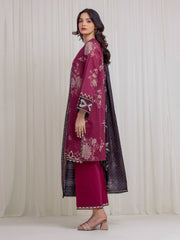 edenrobe Premium Embroidered Zari Lawn Unstitched 3Pc Suit EWU6V23-33407