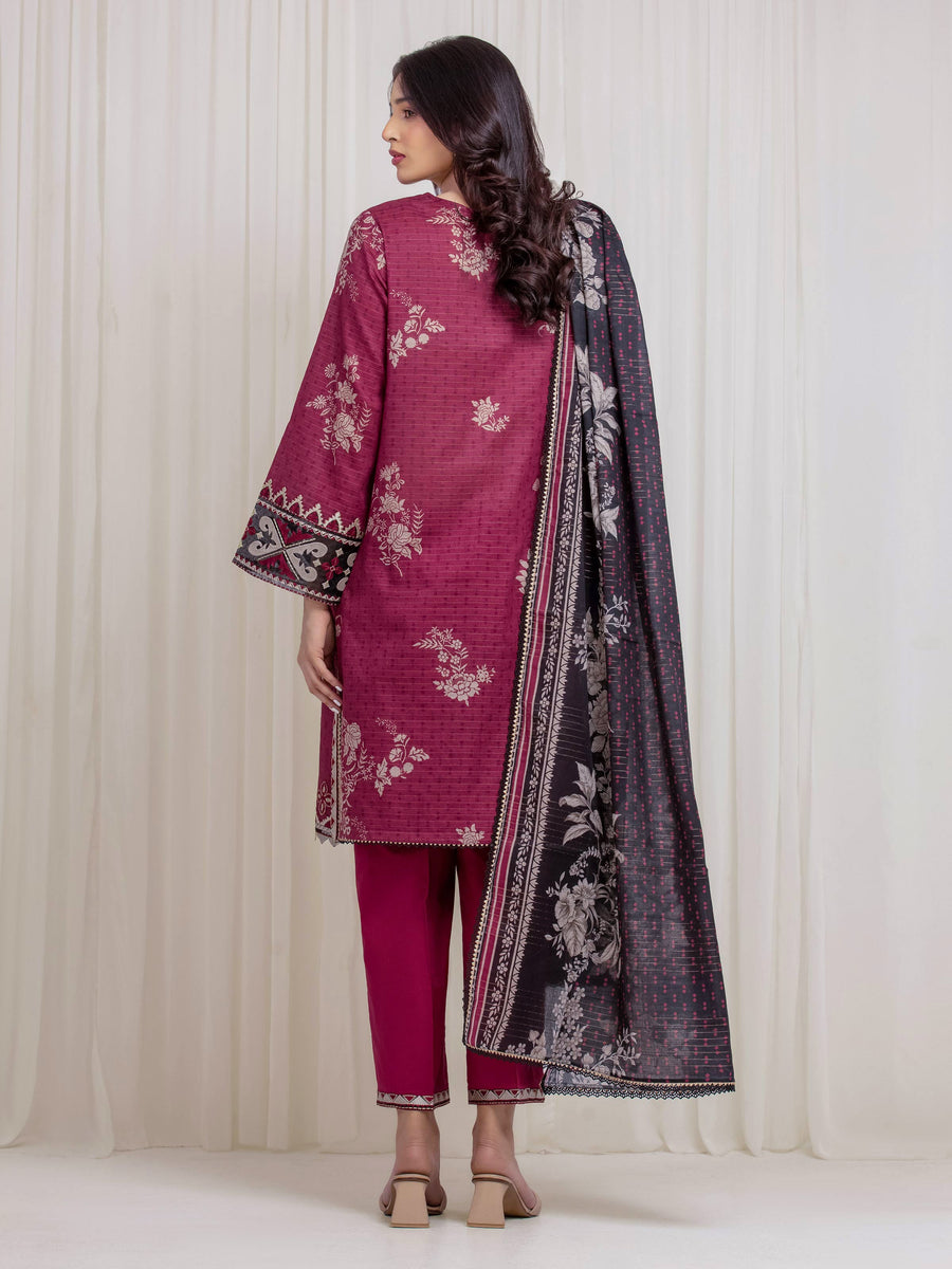 edenrobe Premium Embroidered Zari Lawn Unstitched 3Pc Suit EWU6V23-33407
