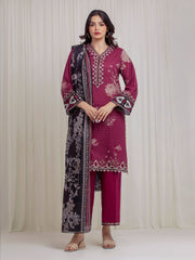 edenrobe Premium Embroidered Zari Lawn Unstitched 3Pc Suit EWU6V23-33407