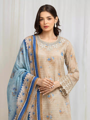 edenrobe Premium Embroidered Zari Lawn Unstitched 3Pc Suit EWU6V23-33409