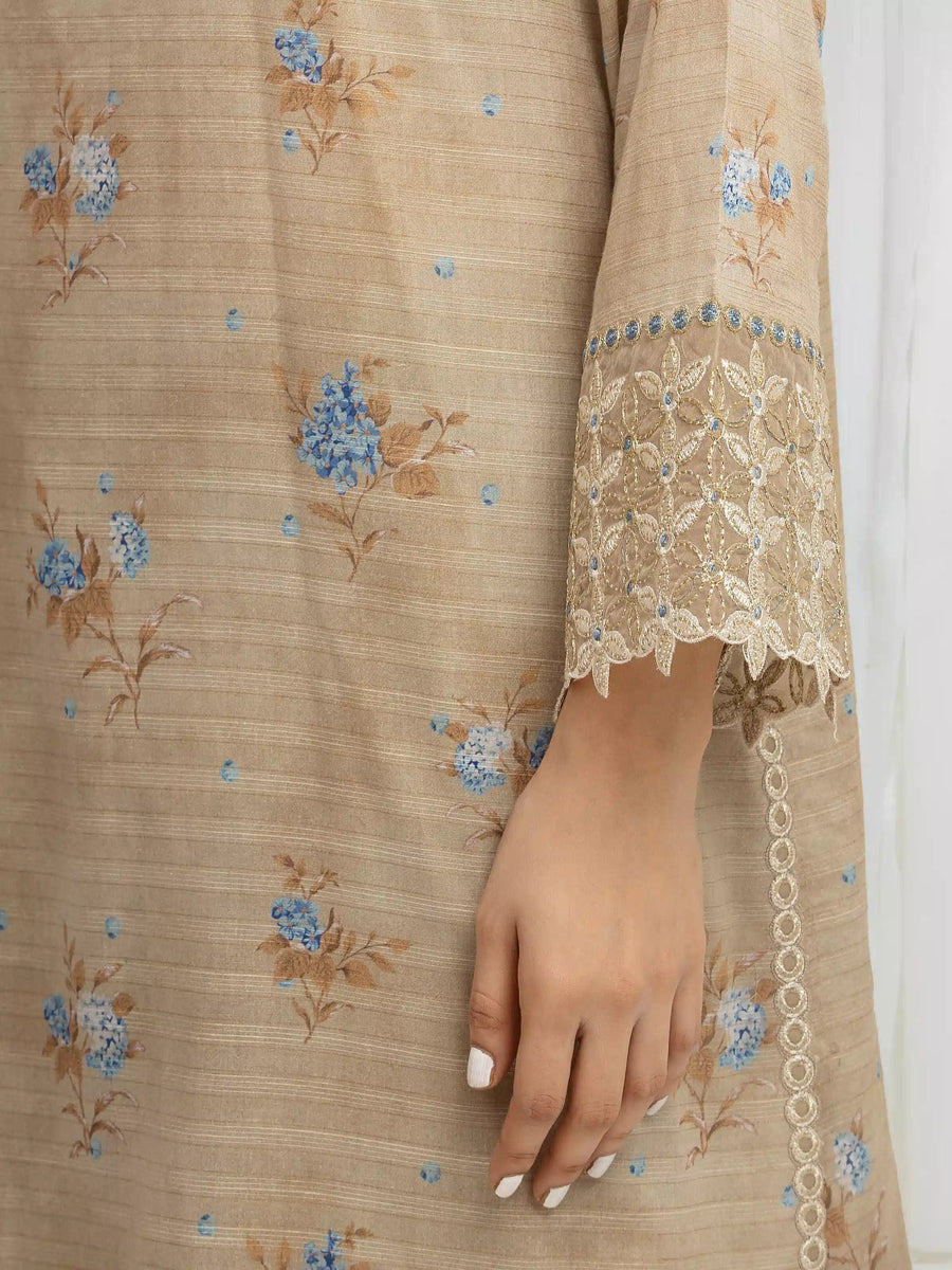 edenrobe Premium Embroidered Zari Lawn Unstitched 3Pc Suit EWU6V23-33409