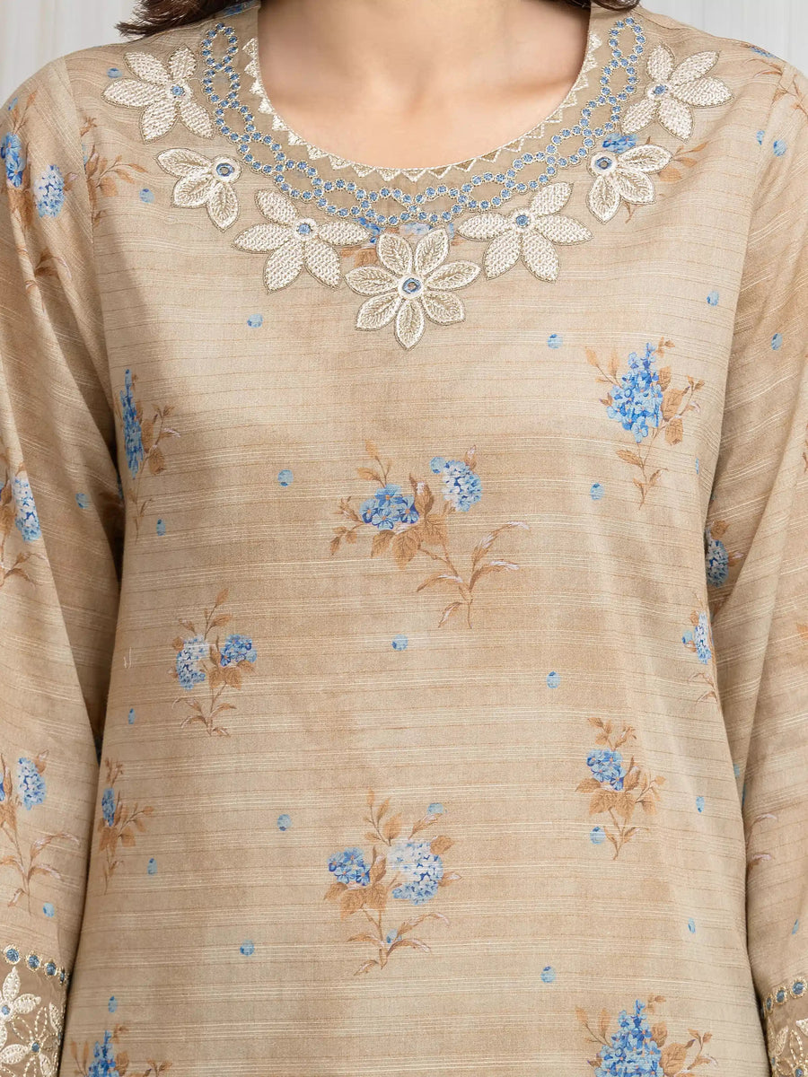 edenrobe Premium Embroidered Zari Lawn Unstitched 3Pc Suit EWU6V23-33409
