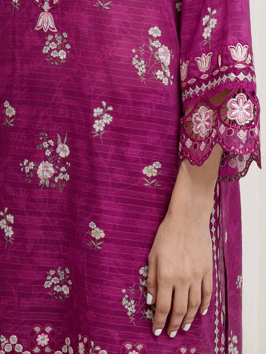 edenrobe Premium Embroidered Zari Lawn Unstitched 3Pc Suit EWU6V23-33410