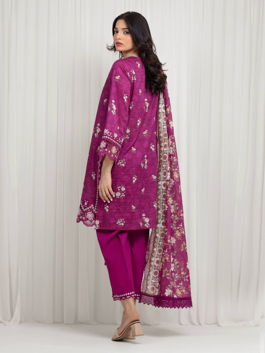 edenrobe Premium Embroidered Zari Lawn Unstitched 3Pc Suit EWU6V23-33410