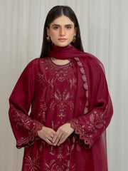 edenrobe Premium Unstitched Embroidered Silk 3Pc Suit EWU6V24-32102