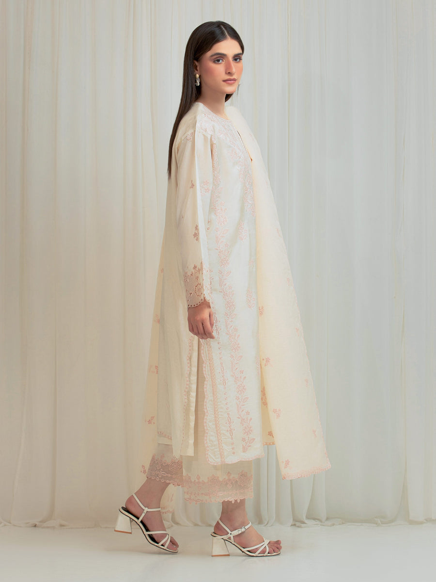 edenrobe Premium Unstitched Embroidered Silk 3Pc Suit EWU6V24-32103