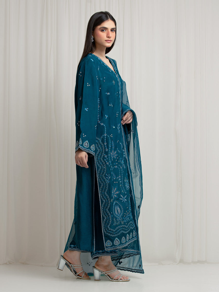edenrobe Premium Unstitched Embroidered Silk 3Pc Suit EWU6V24-32104