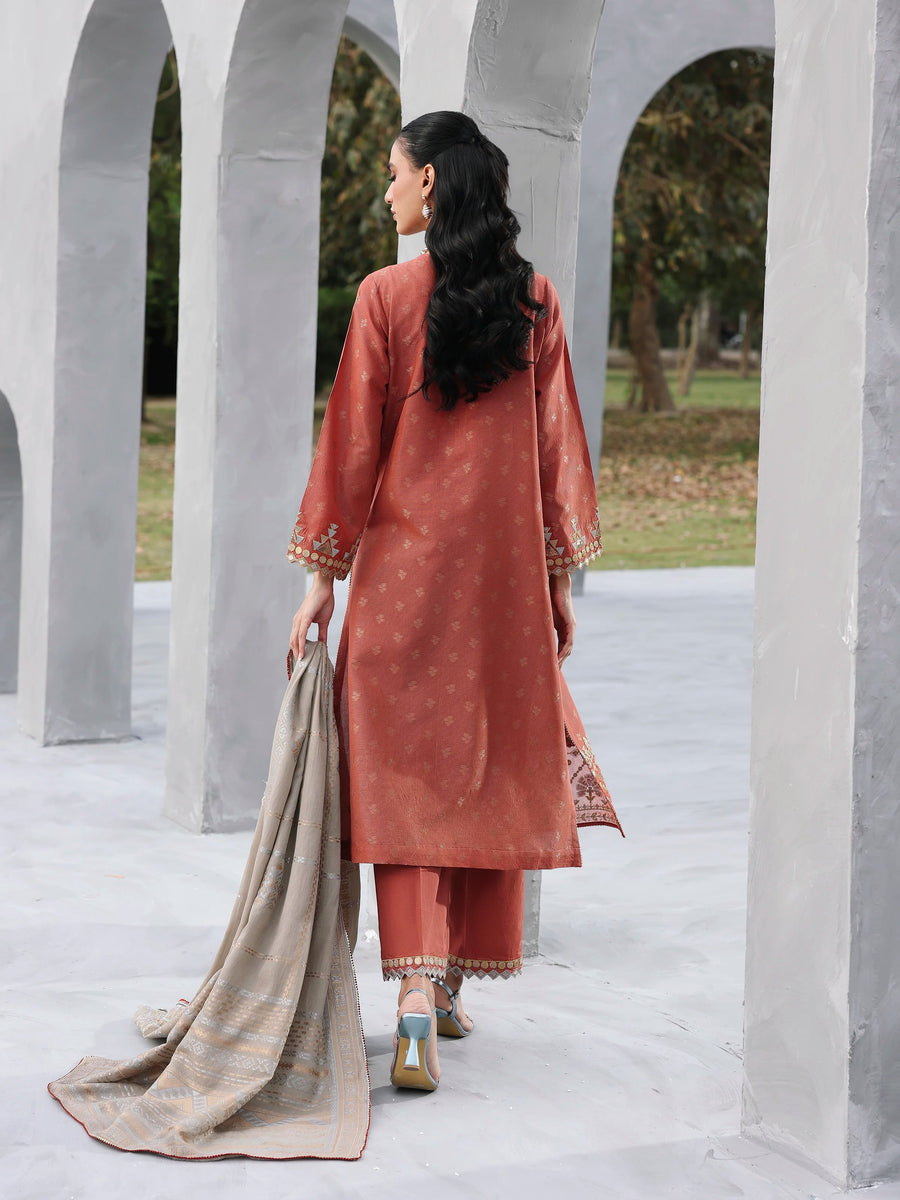 edenrobe Premium Festive Unstitched Jacquard 3Pc Suit EWU6V3-33461
