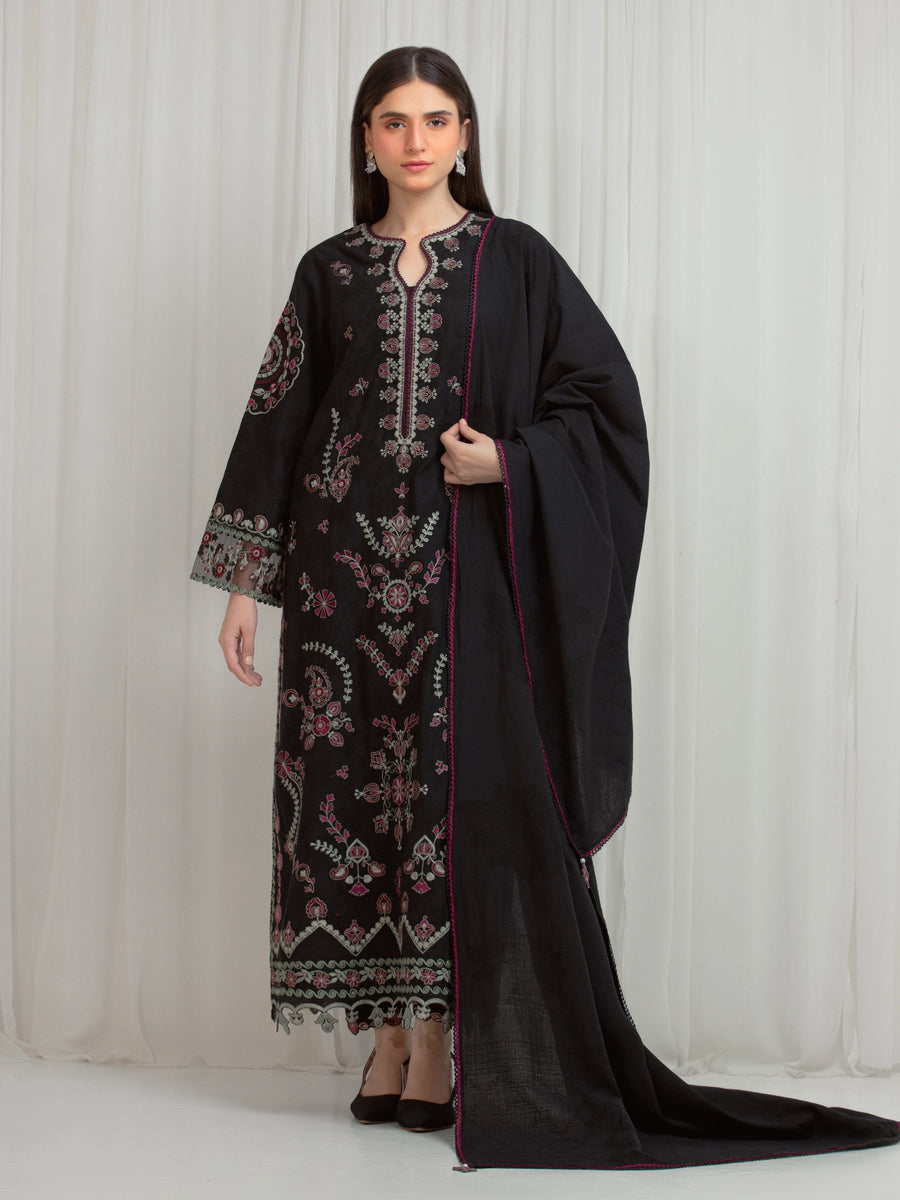 edenrobe Premium Festive Unstitched Jacquard 3Pc Suit EWU6V3-33466