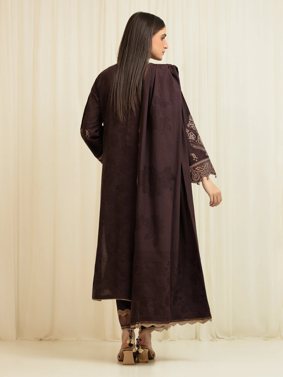 edenrobe Premium Festive Unstitched Jacquard 3Pc Suit EWU6V3-33467