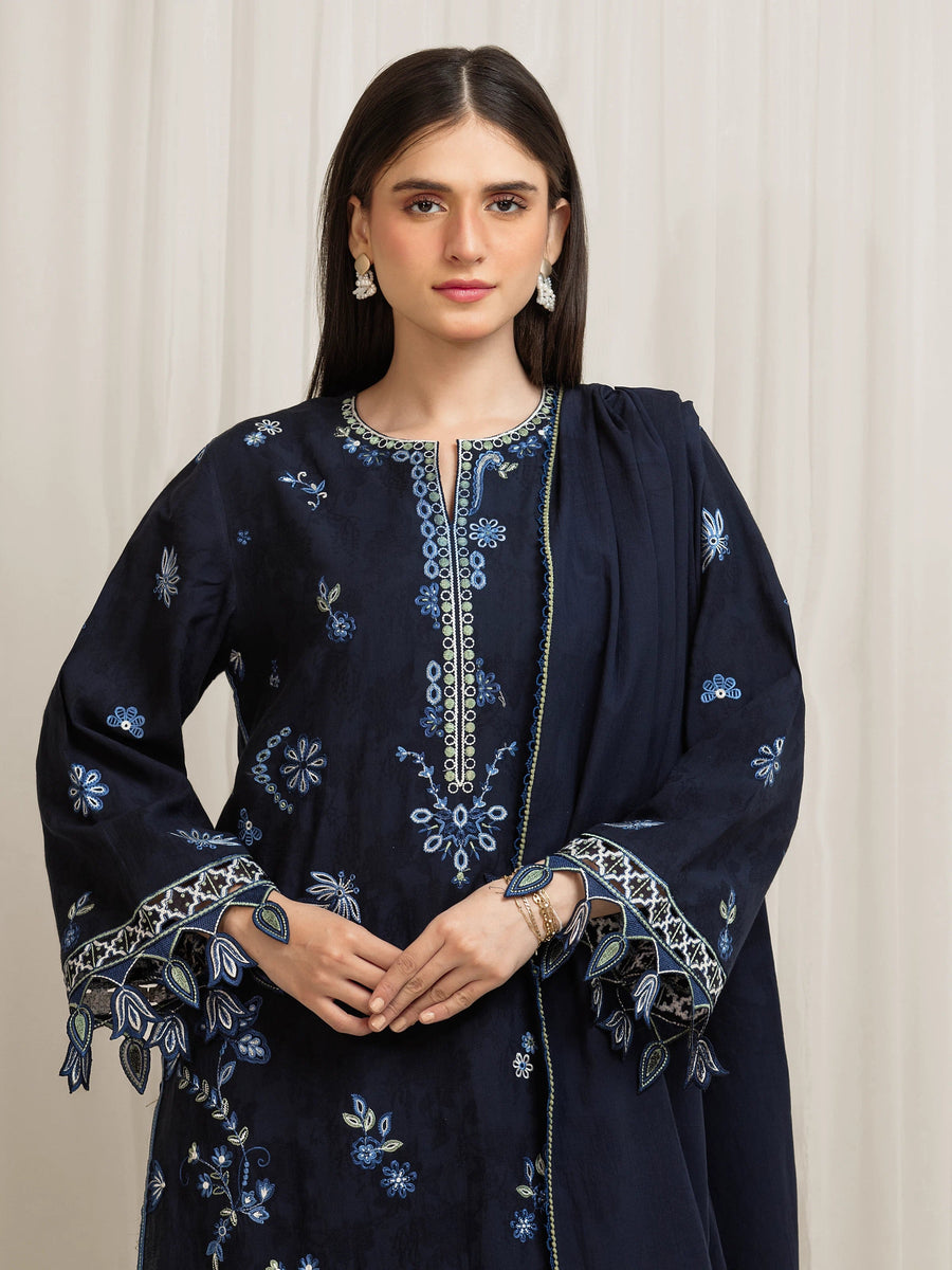 edenrobe Premium Festive Unstitched Jacquard 3Pc Suit EWU6V3-33468