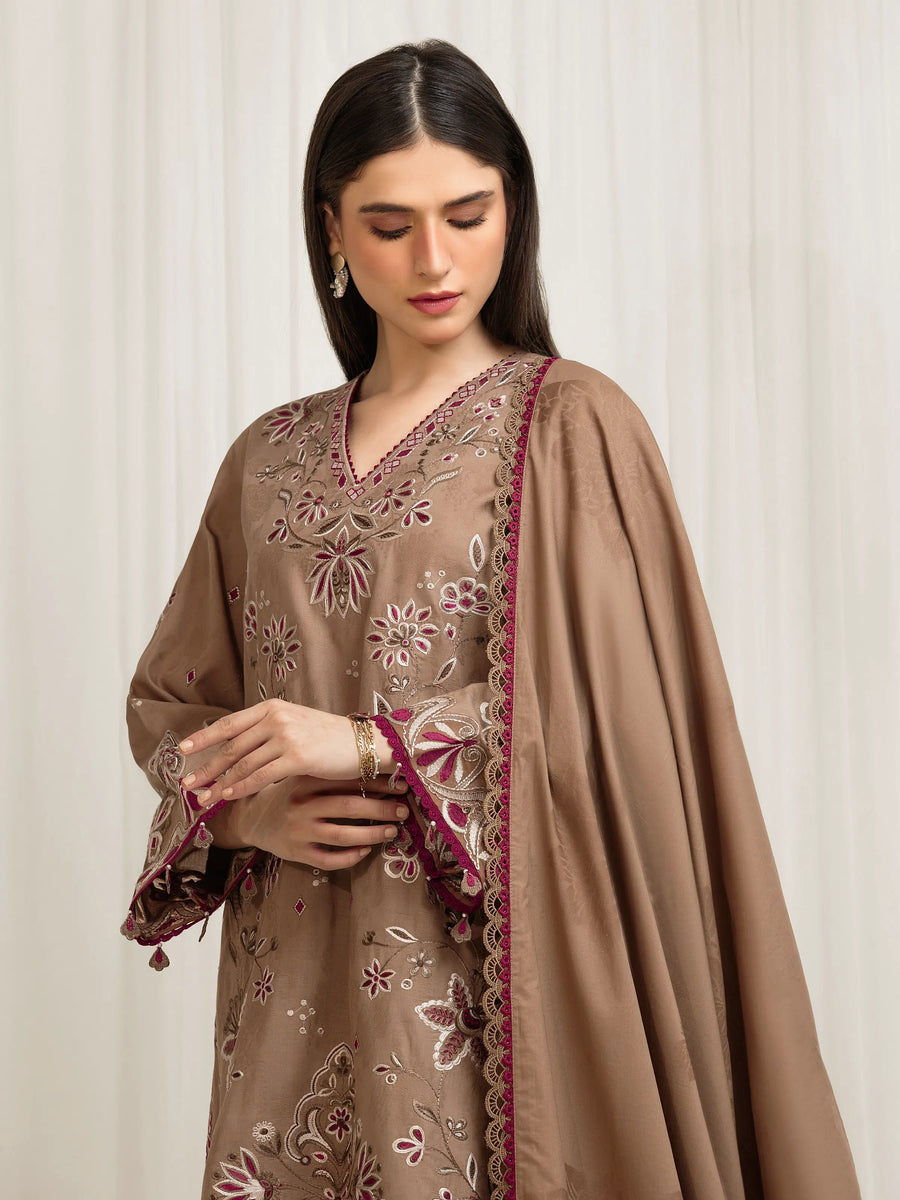 edenrobe Premium Festive Unstitched Jacquard 3Pc Suit EWU6V3-33469