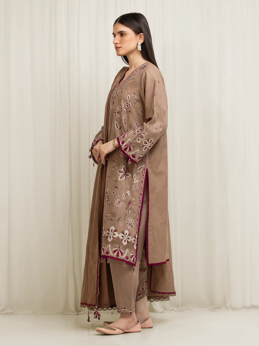 edenrobe Premium Festive Unstitched Jacquard 3Pc Suit EWU6V3-33469