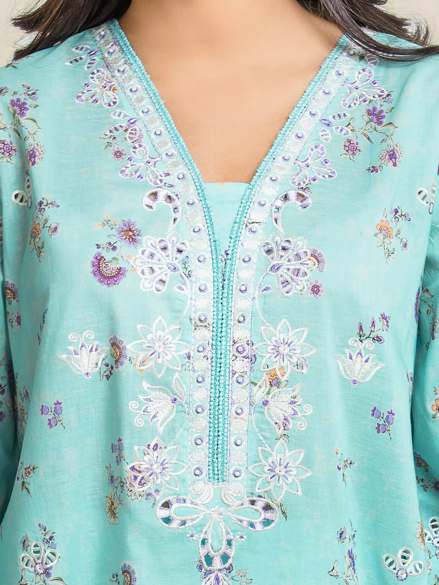 edenrobe Premium Embroidered Lawn Unstitched 3Pc Suit EWU6V1-33023