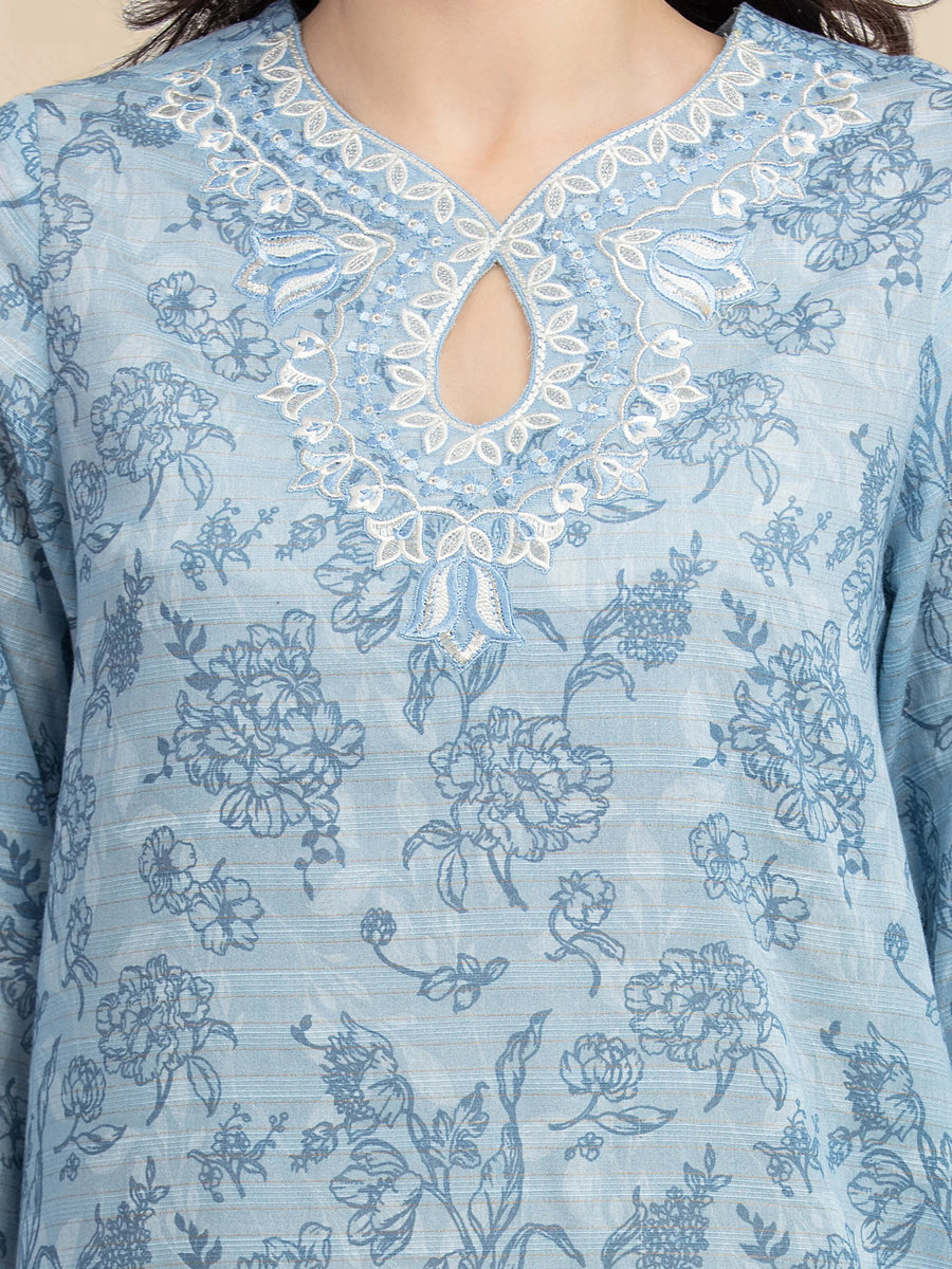 edenrobe Premium Embroidered Zari Lawn Unstitched 3Pc Suit EWU6V23-33416