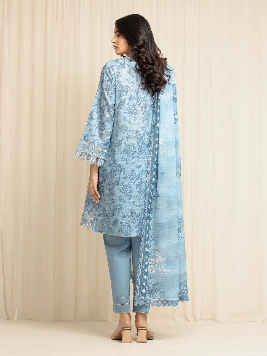 edenrobe Premium Embroidered Zari Lawn Unstitched 3Pc Suit EWU6V23-33416
