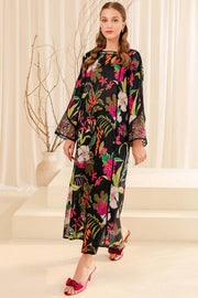 Farasha Summer Essentials Embroidered Lawn Unstitched 3Pc Suit - Ebony Passion