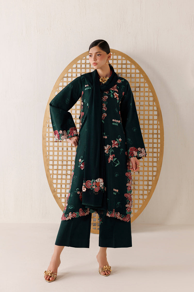 Farasha Veira Embroidered Raw Silk Unstitched 3Pc Suit D-07 Eden Ivy