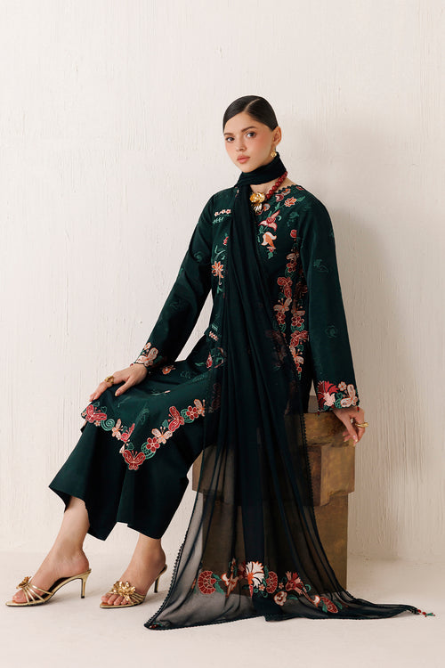 Farasha Veira Embroidered Raw Silk Unstitched 3Pc Suit D-07 Eden Ivy