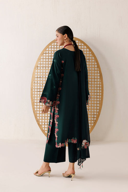 Farasha Veira Embroidered Raw Silk Unstitched 3Pc Suit D-07 Eden Ivy